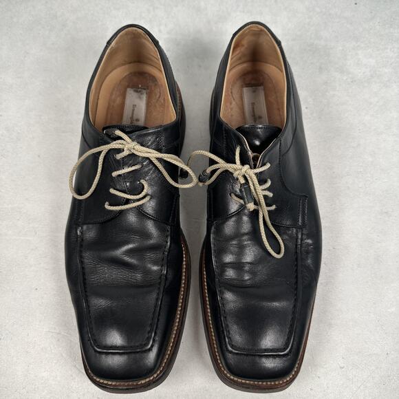 Ermenegildo Zegna Shoes Mens Size 10 Black Leather Derby Dress Square Toe main image 4